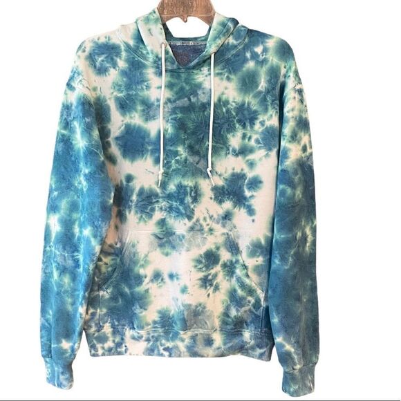 Artist Union Unisex Sz S Turquoise Tie-Dye Drawstring Hoodie Sweatshirt - Picture 1 of 7